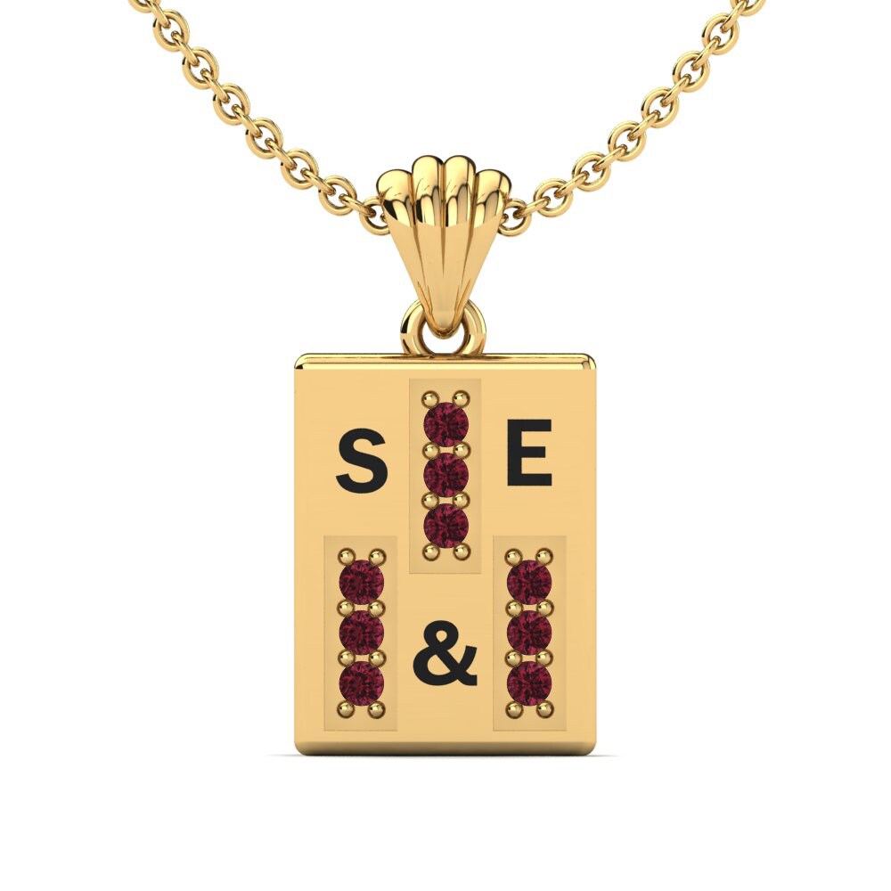 14k Oro Amarillo Granate Colgante de Mujer Phyre