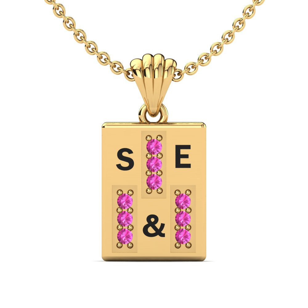 Gelbgold 585 Rosa Turmalin Damen anhänger Phyre