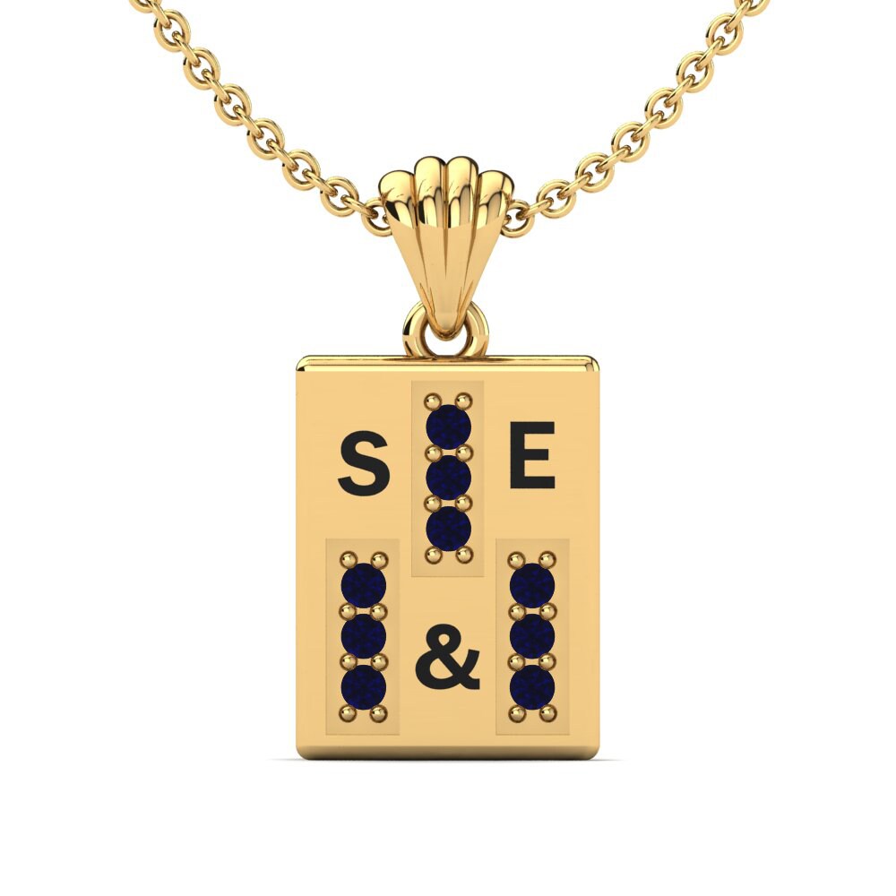 Gelbgold 585 Dunkelblauer Zirkonia Damen anhänger Phyre