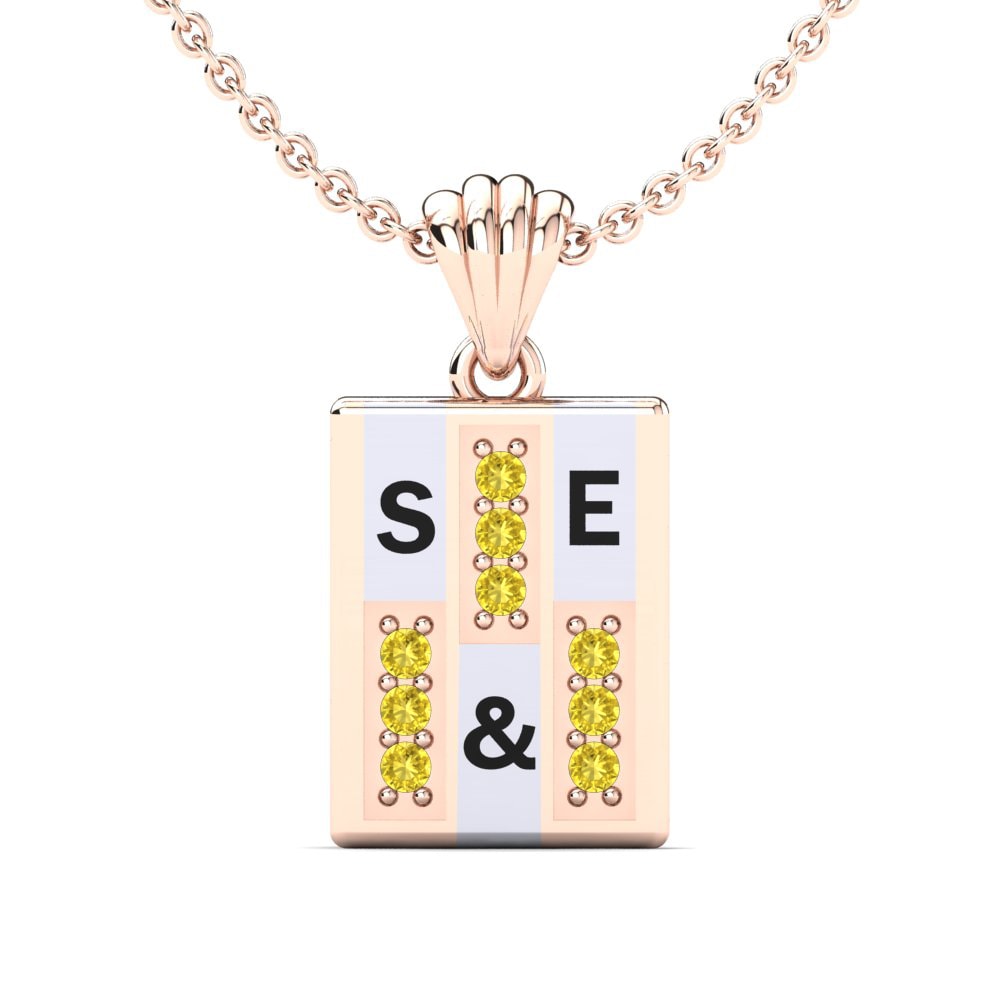 14k Oro Rosa & Blanco Zafiro amarillo Colgante de Mujer Phyre