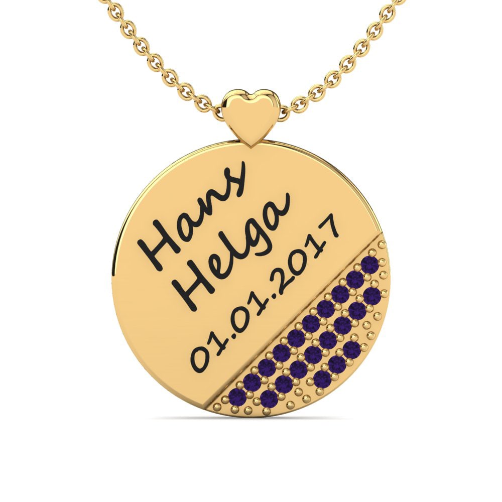 Gelbgold 585 Amethyst Damen halskette Piera