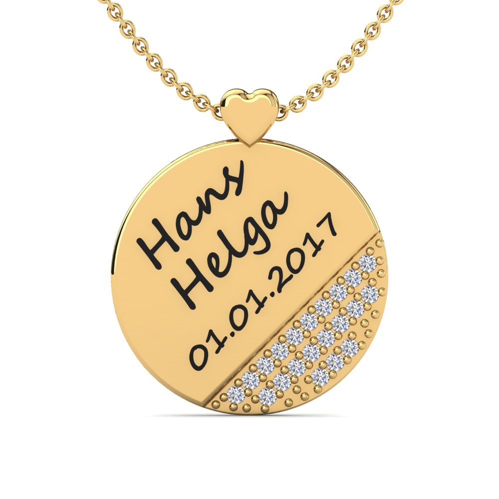 Gelbgold 585 Weißer Saphir Damen halskette Piera
