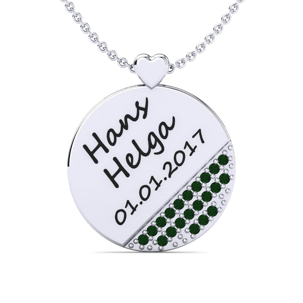 950 Palladium Grüner Zirkonia Damen halskette Piera