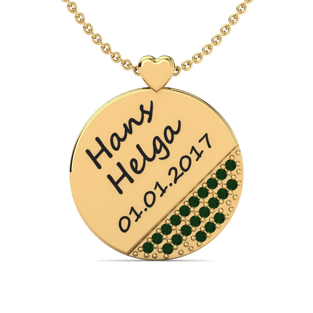 Gelbgold 585 Grüner Zirkonia Damen halskette Piera