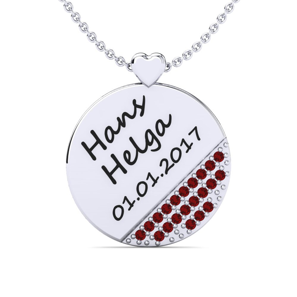 950 Platin Roter Zirkonia Damen halskette Piera