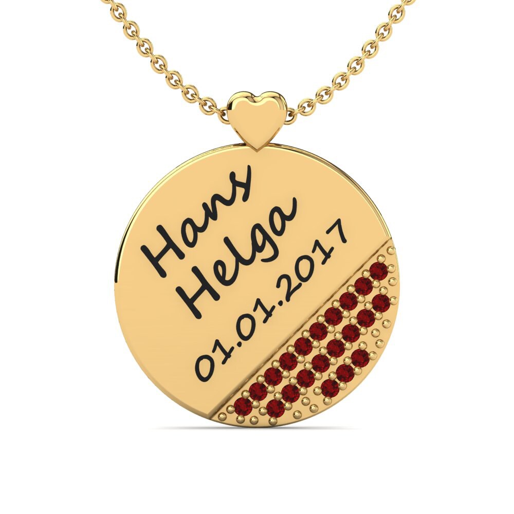 Gelbgold 585 Roter Zirkonia Damen halskette Piera