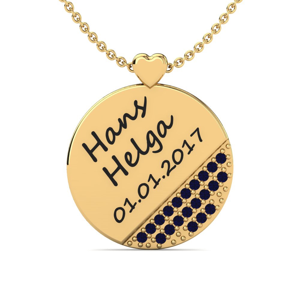 Gelbgold 585 Saphir Damen halskette Piera