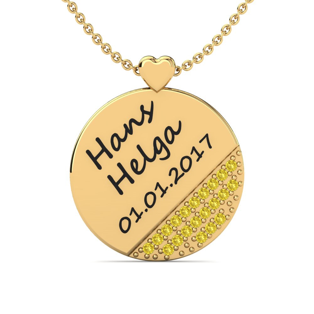 Gelbgold 585 Gelber Saphir Damen halskette Piera