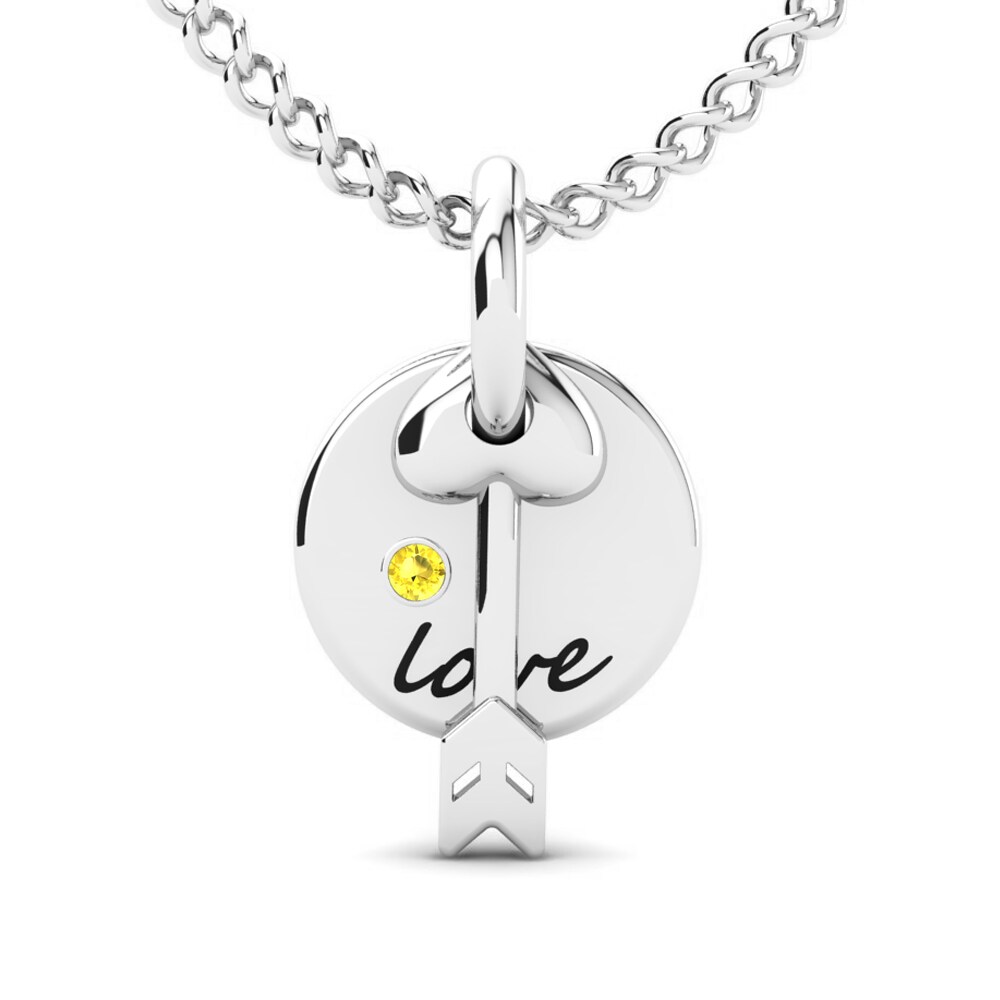 14k Oro Blanco Zafiro amarillo Colgante de Mujer Renata