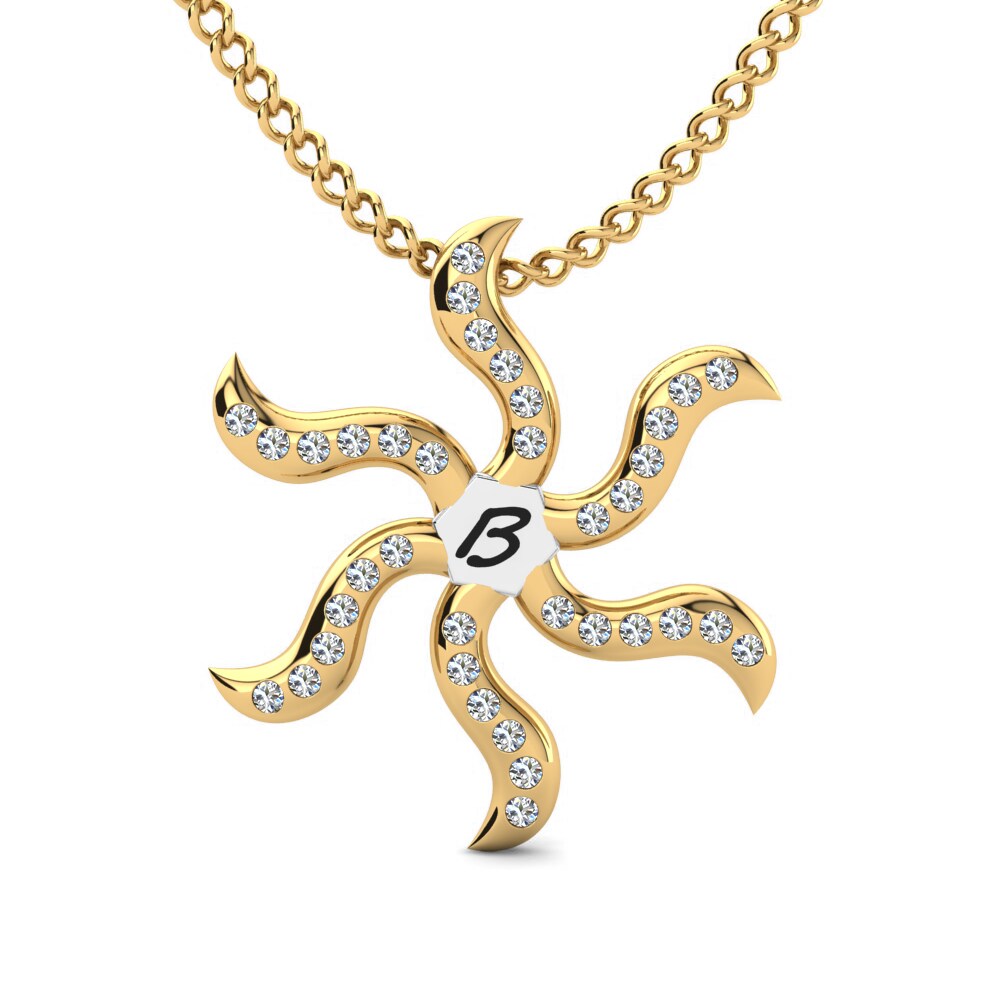 585 Gelb & Weißgold Zirkonia Damen anhänger Shana