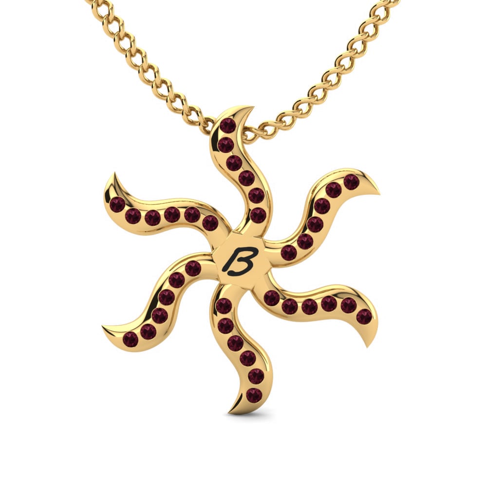14k Oro Amarillo Granate Colgante de Mujer Shana
