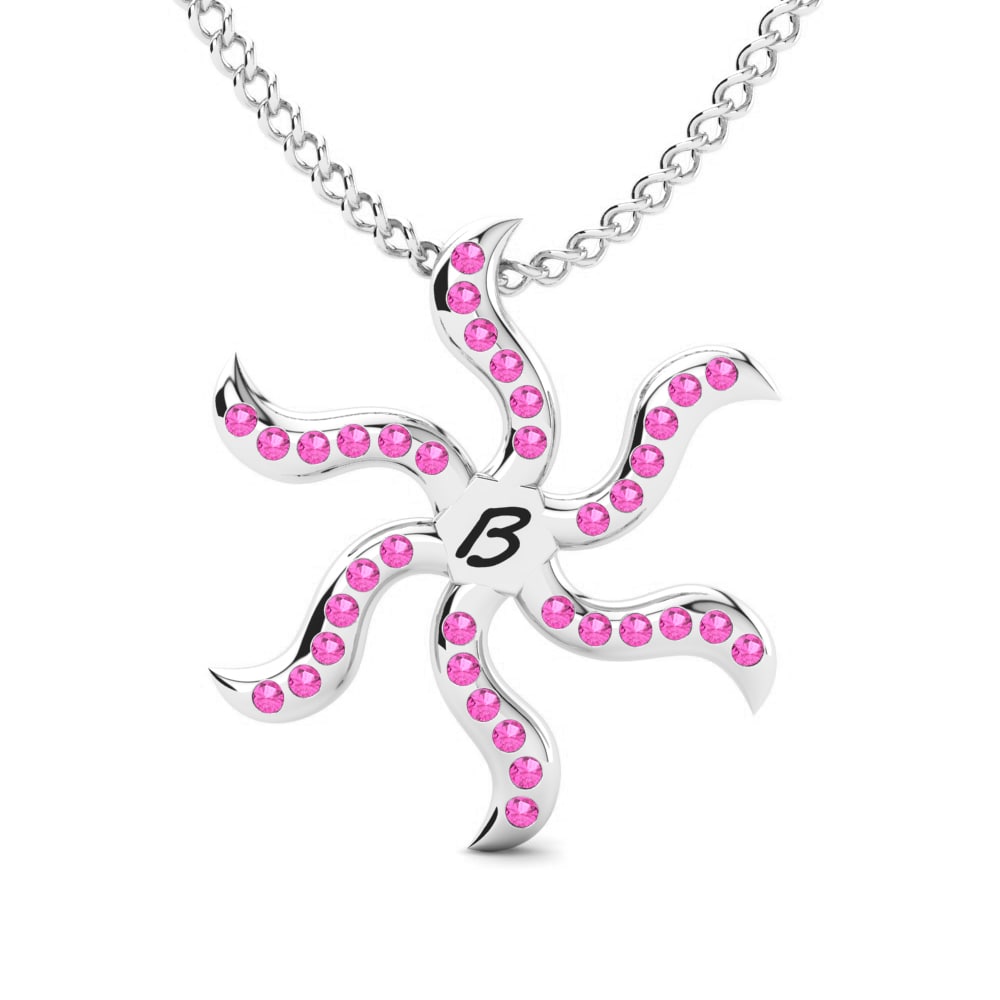 14k Oro Blanco Turmalina rosa Colgante de Mujer Shana