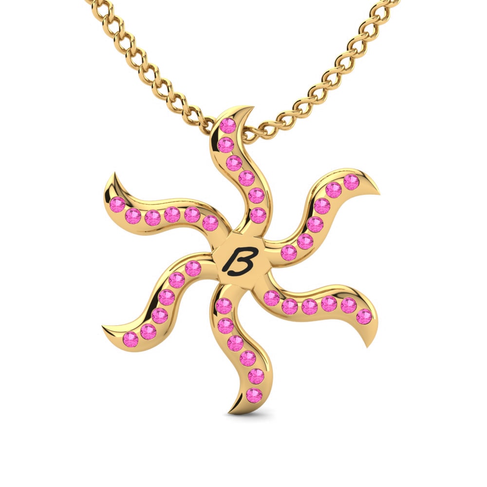Gelbgold 585 Rosa Turmalin Damen anhänger Shana