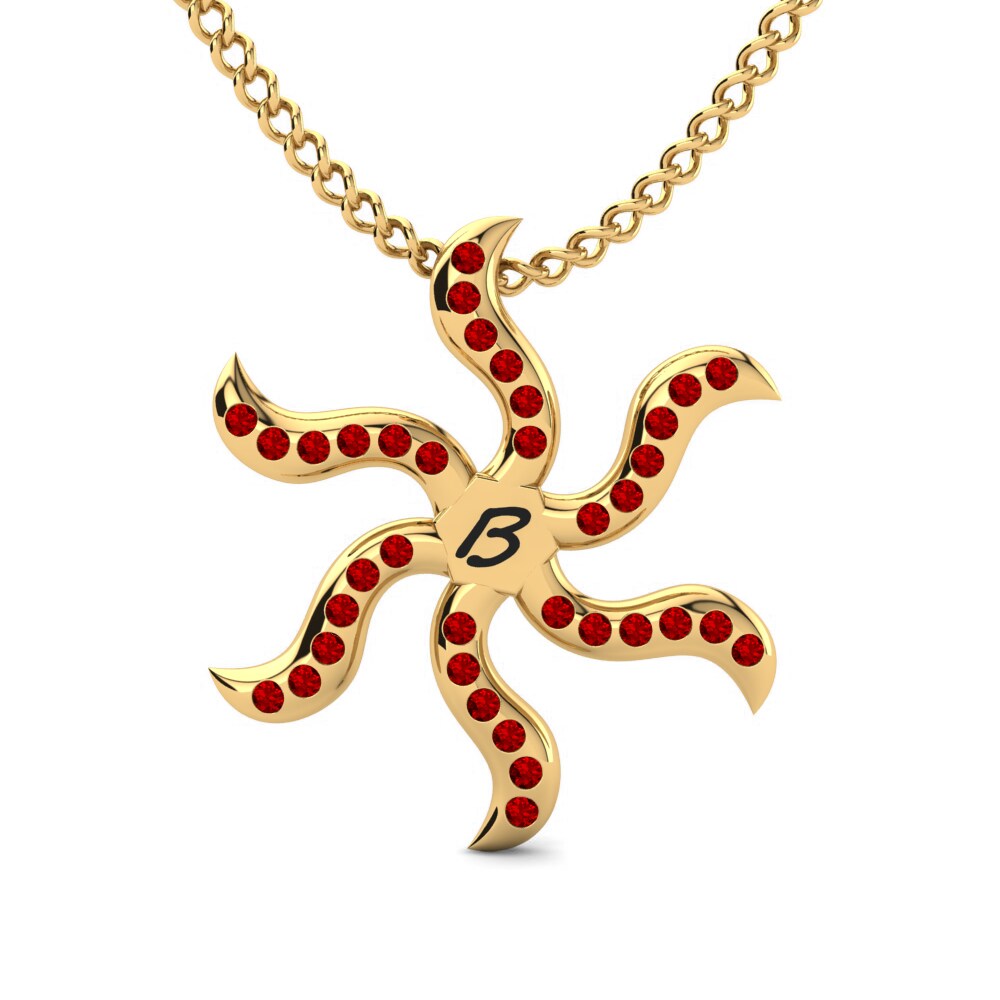 Gelbgold 585 Roter Zirkonia Damen anhänger Shana