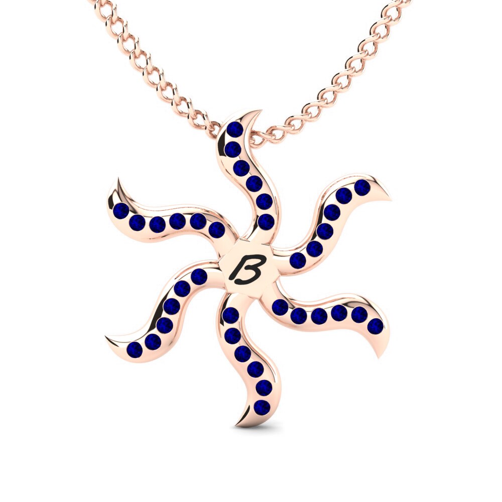 Rotgold 585 Dunkelblauer Zirkonia Damen anhänger Shana