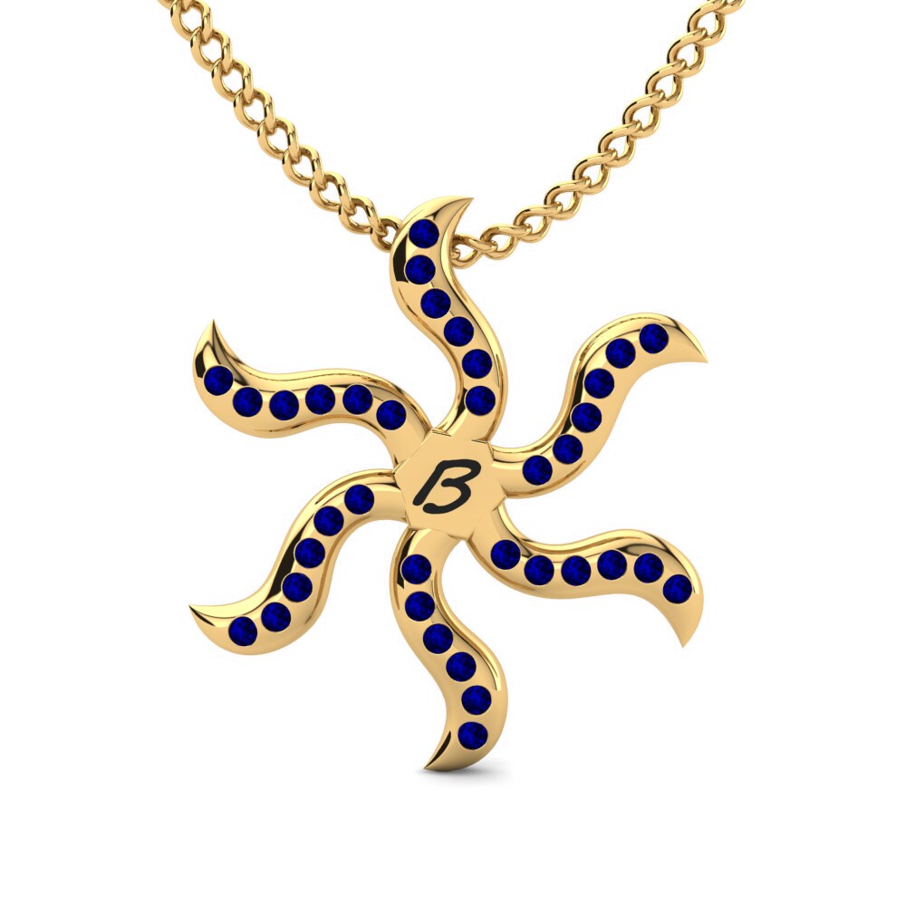 Gelbgold 585 Dunkelblauer Zirkonia Damen anhänger Shana