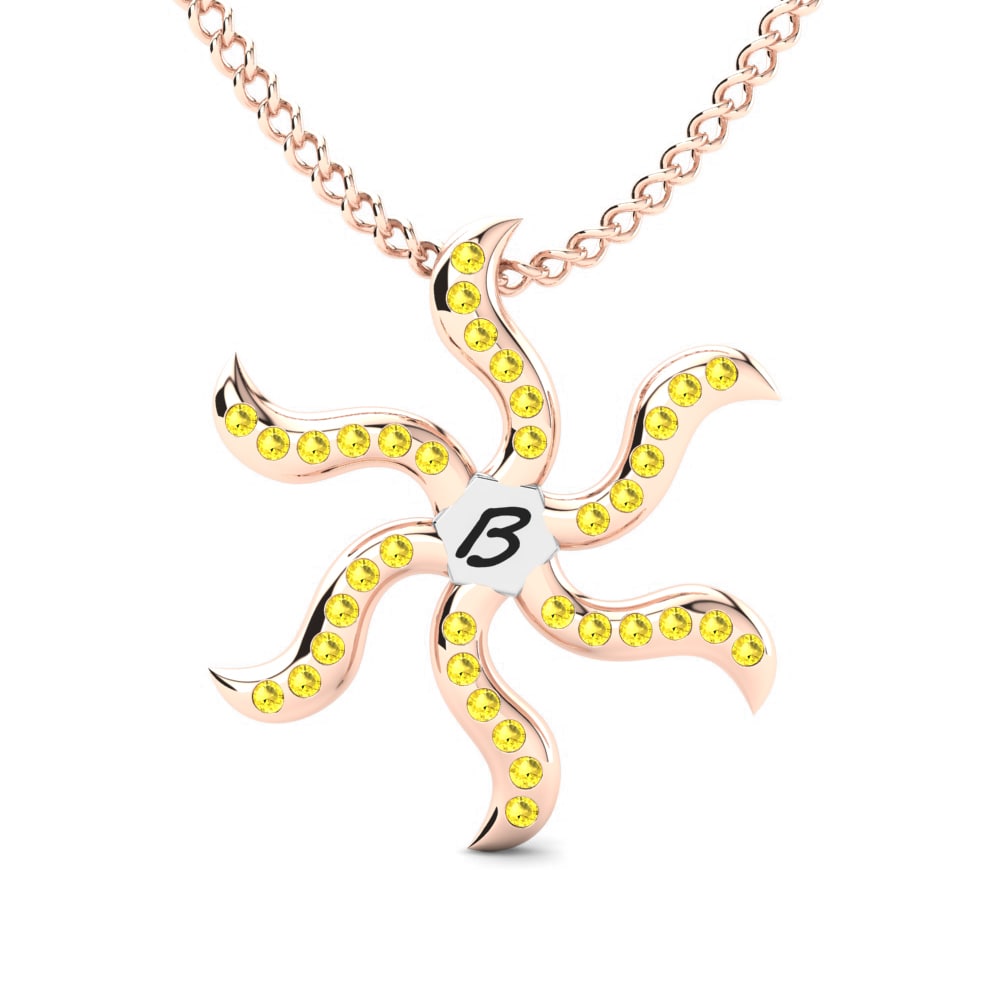 14k Oro Rosa & Blanco Zafiro amarillo Colgante de Mujer Shana