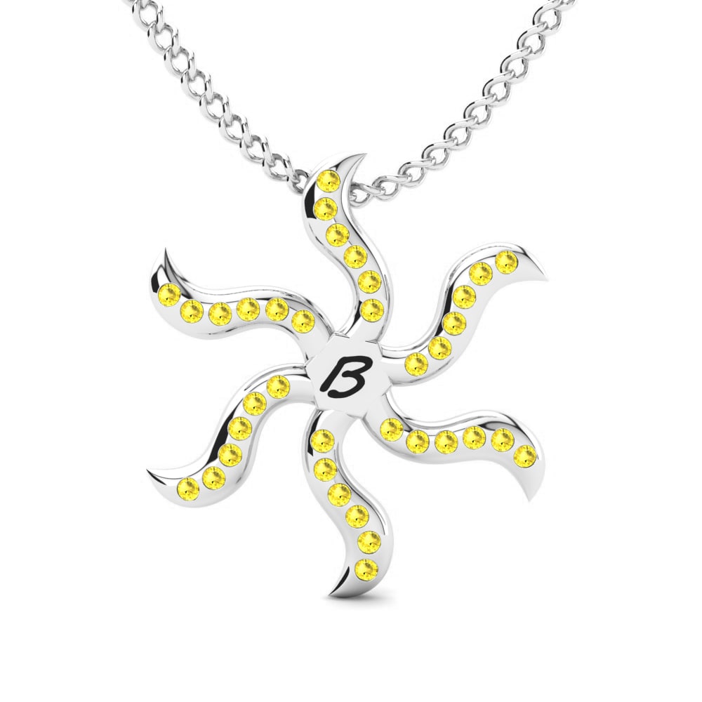 14k Oro Blanco Zafiro amarillo Colgante de Mujer Shana