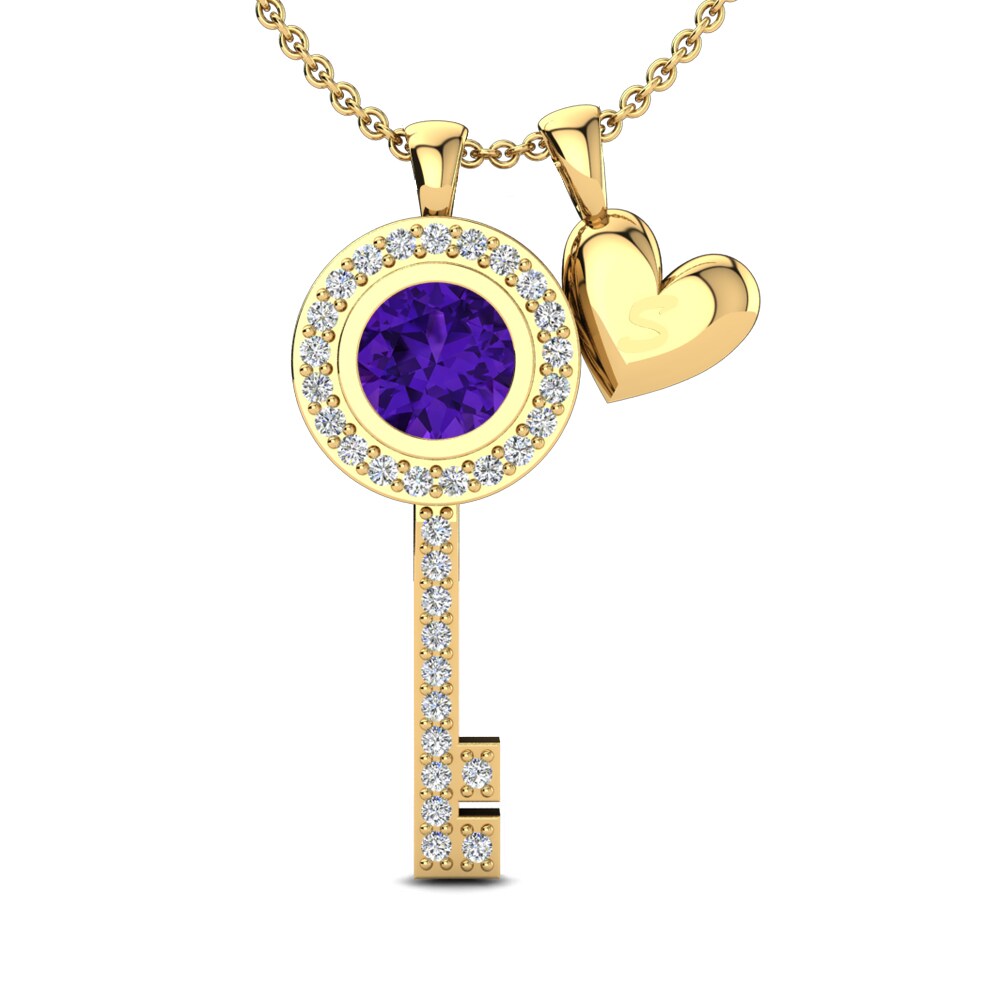 Gelbgold 585 Amethyst Damen anhänger Siberut