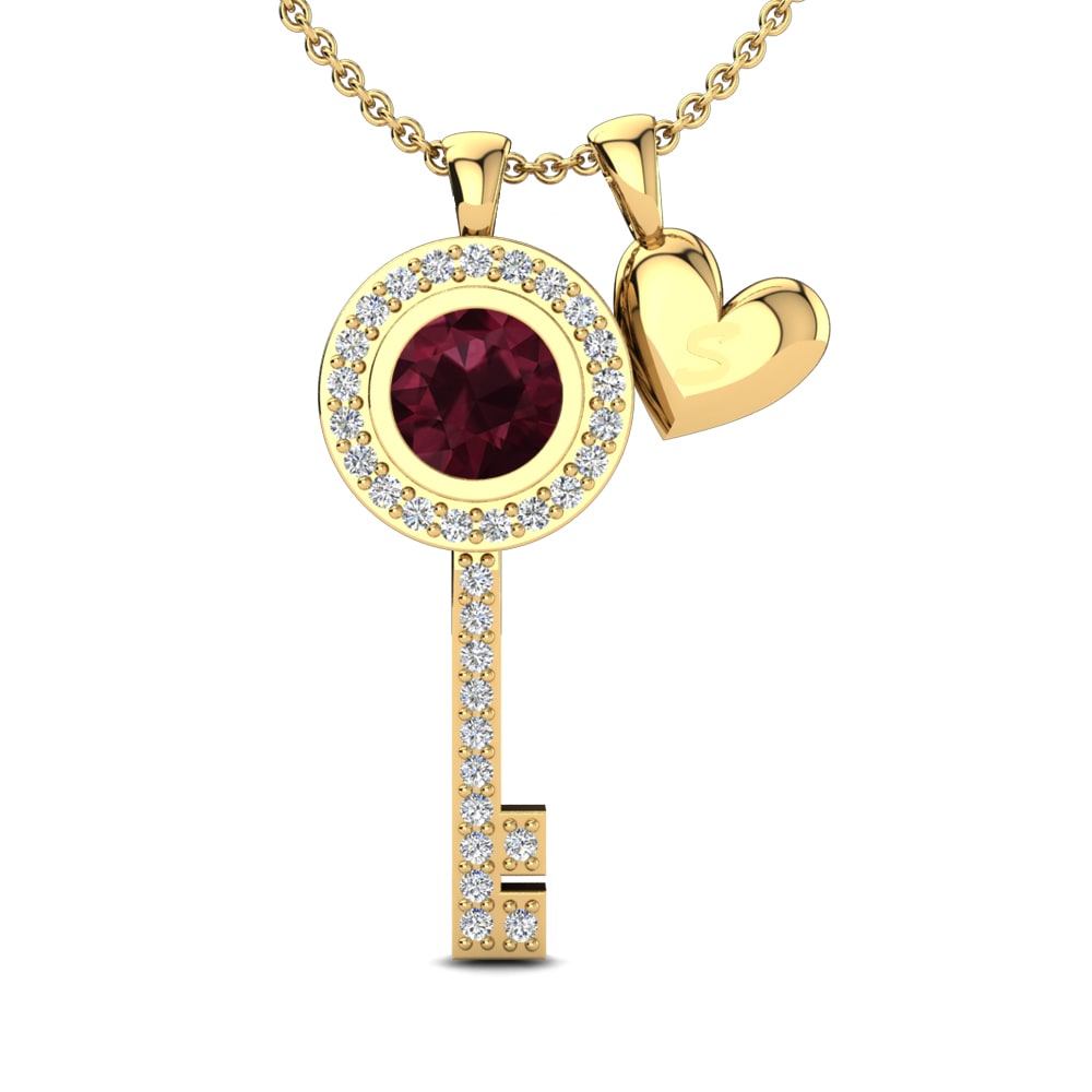 14k Oro Amarillo Granate Colgante de Mujer Siberut