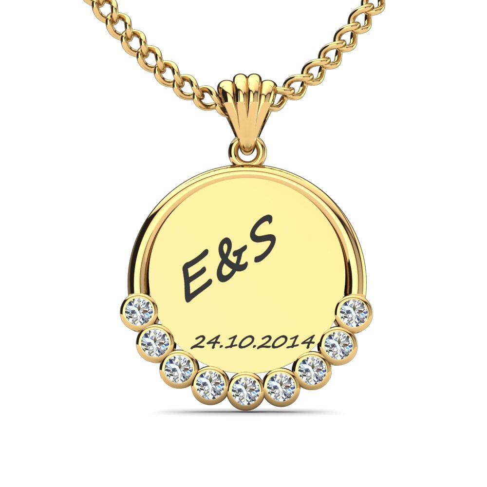 Gelbgold 585 Weißer Saphir Damen anhänger Teodora