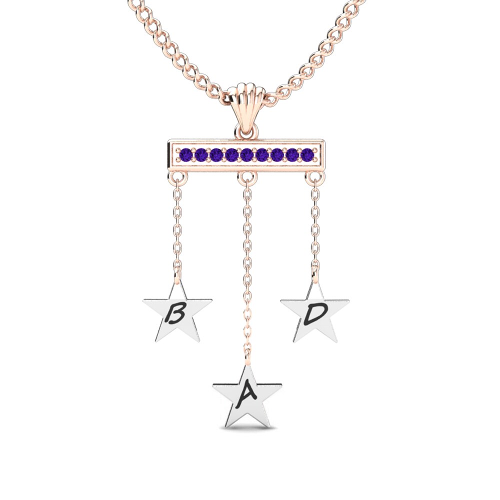 585 Rot & Weißgold Amethyst Damen anhänger Thais