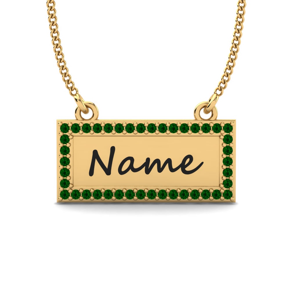 Gelbgold 585 Grüner Zirkonia Damen halskette Thymon