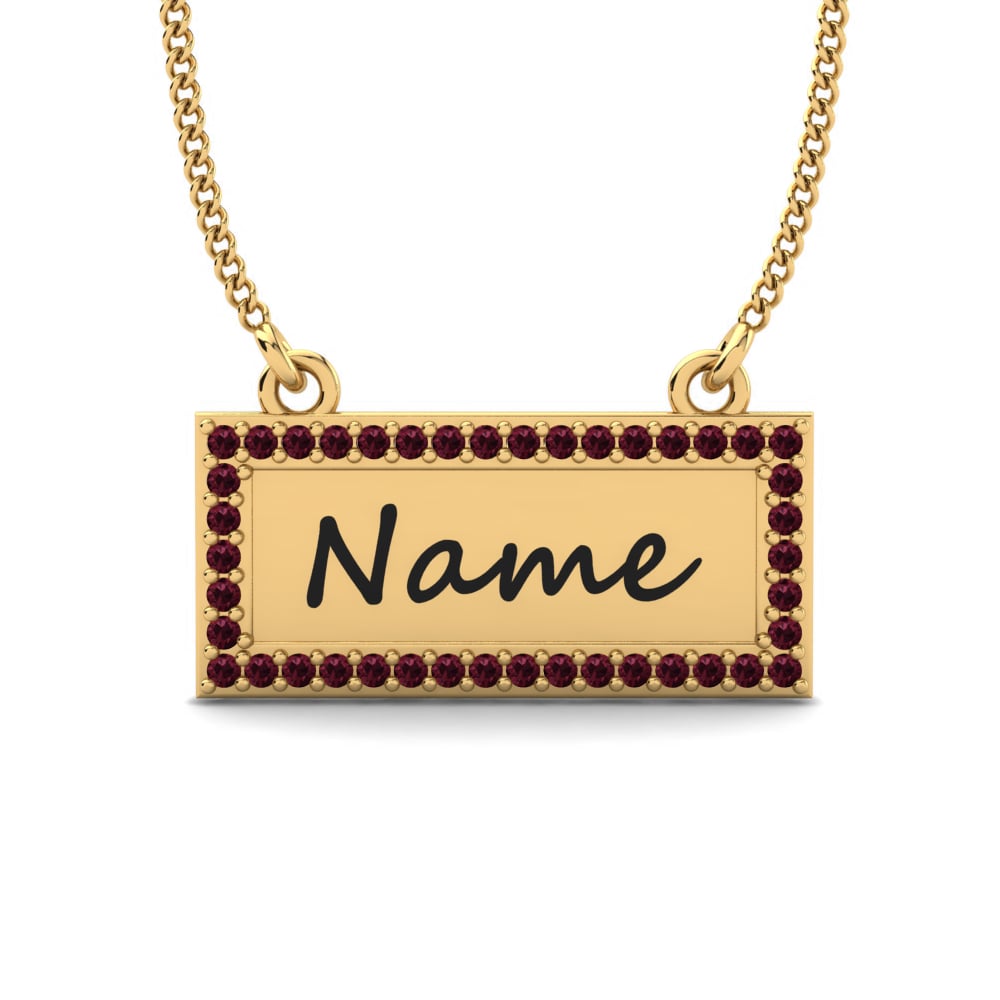 14k Oro Amarillo Granate Collar de Mujer Thymon