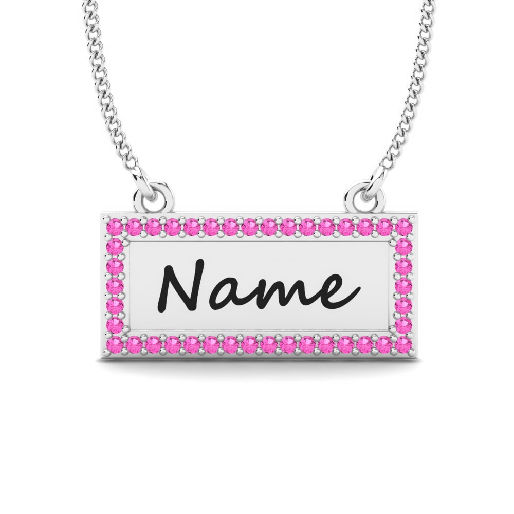 14k Oro Blanco Turmalina rosa Collar de Mujer Thymon