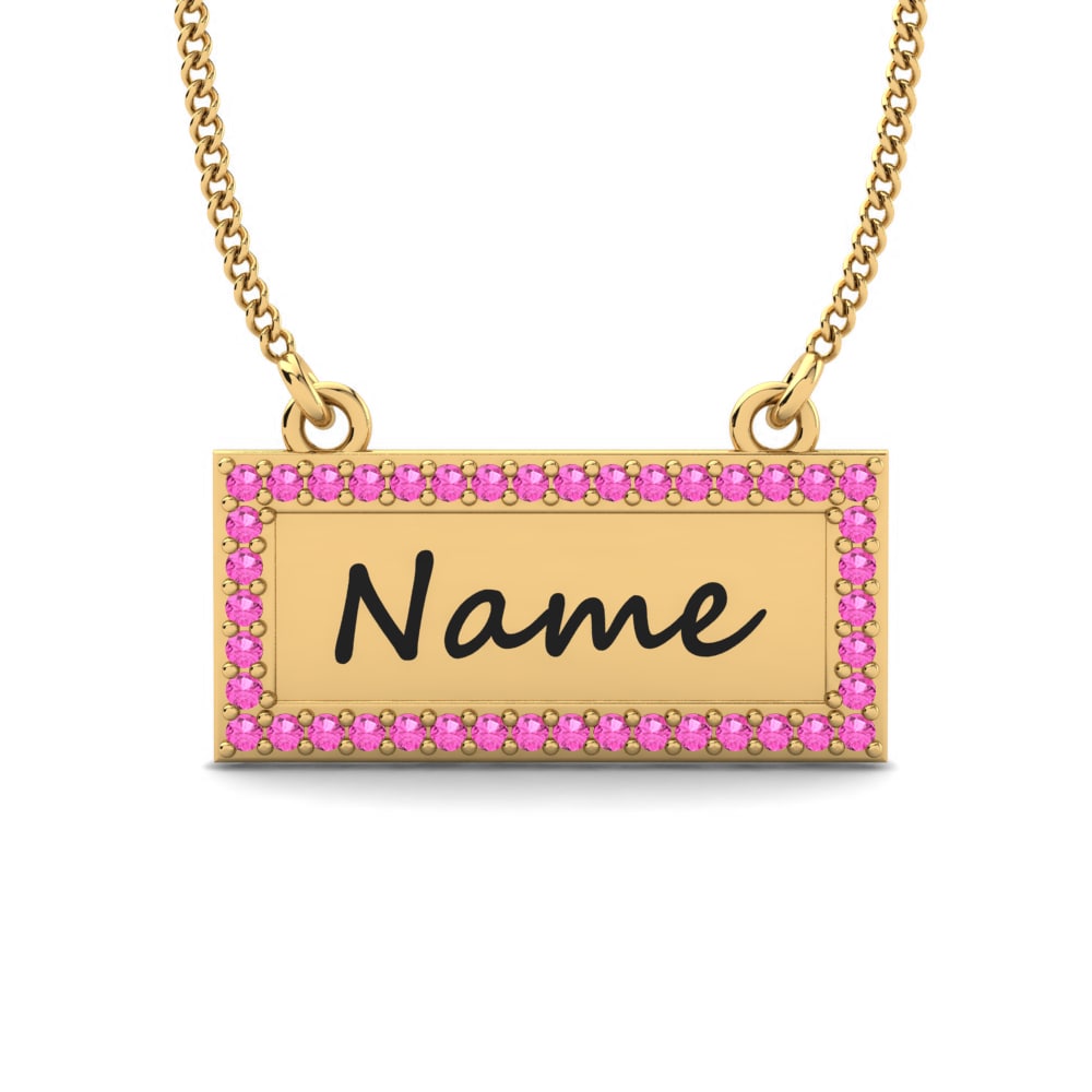 Gelbgold 585 Rosa Turmalin Damen halskette Thymon