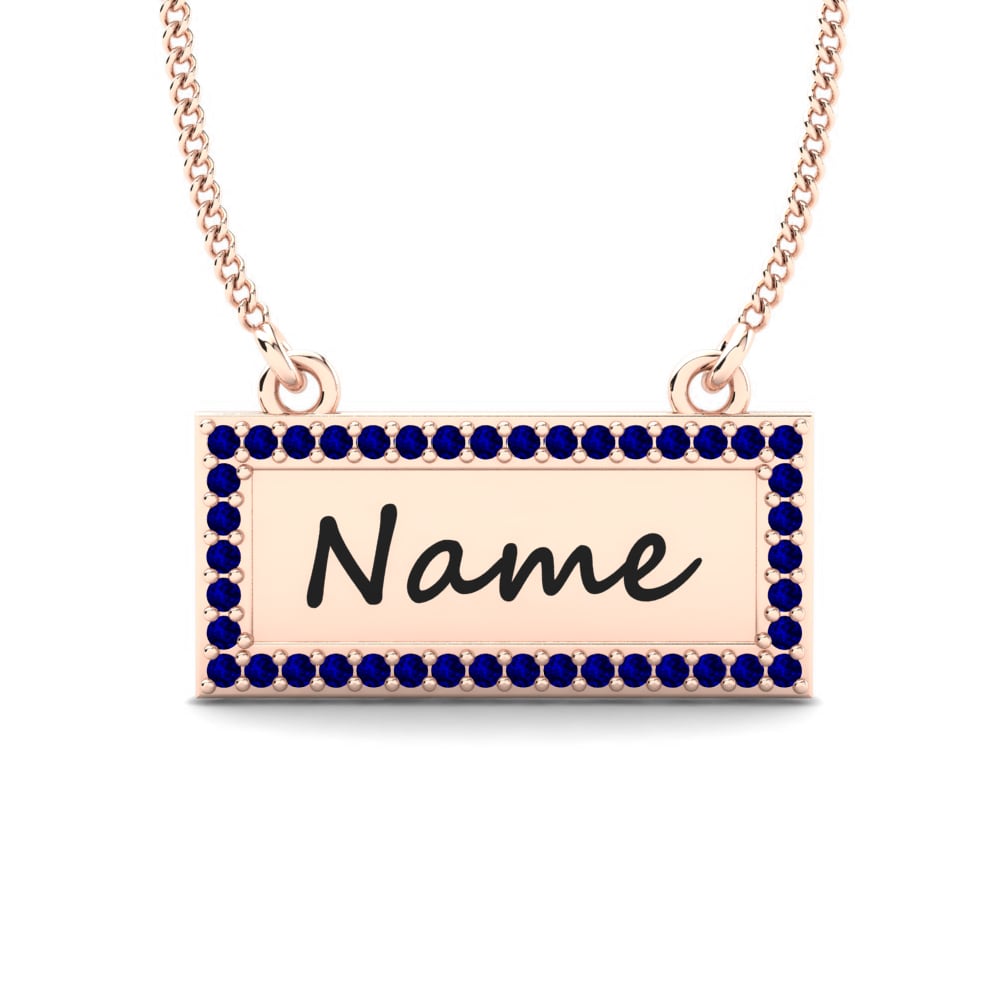 Rotgold 585 Dunkelblauer Zirkonia Damen halskette Thymon