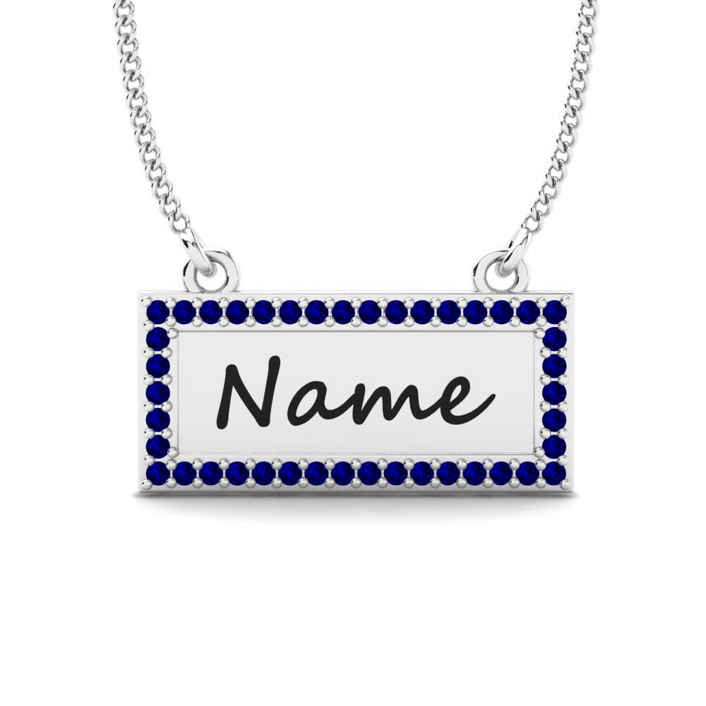 Weißgold 375 Dunkelblauer Zirkonia Damen halskette Thymon