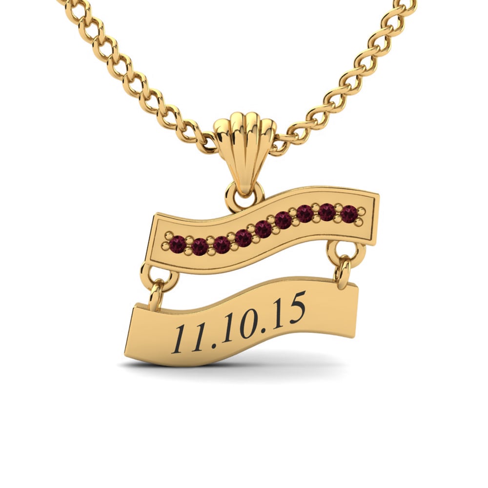 14k Oro Amarillo Granate Colgante de Mujer Titina