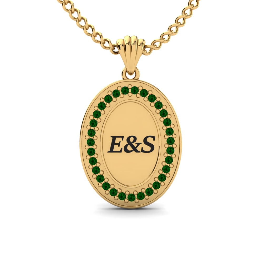 Gelbgold 585 Grüner Zirkonia Damen anhänger Tullia