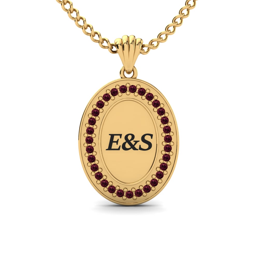 14k Oro Amarillo Granate Colgante de Mujer Tullia