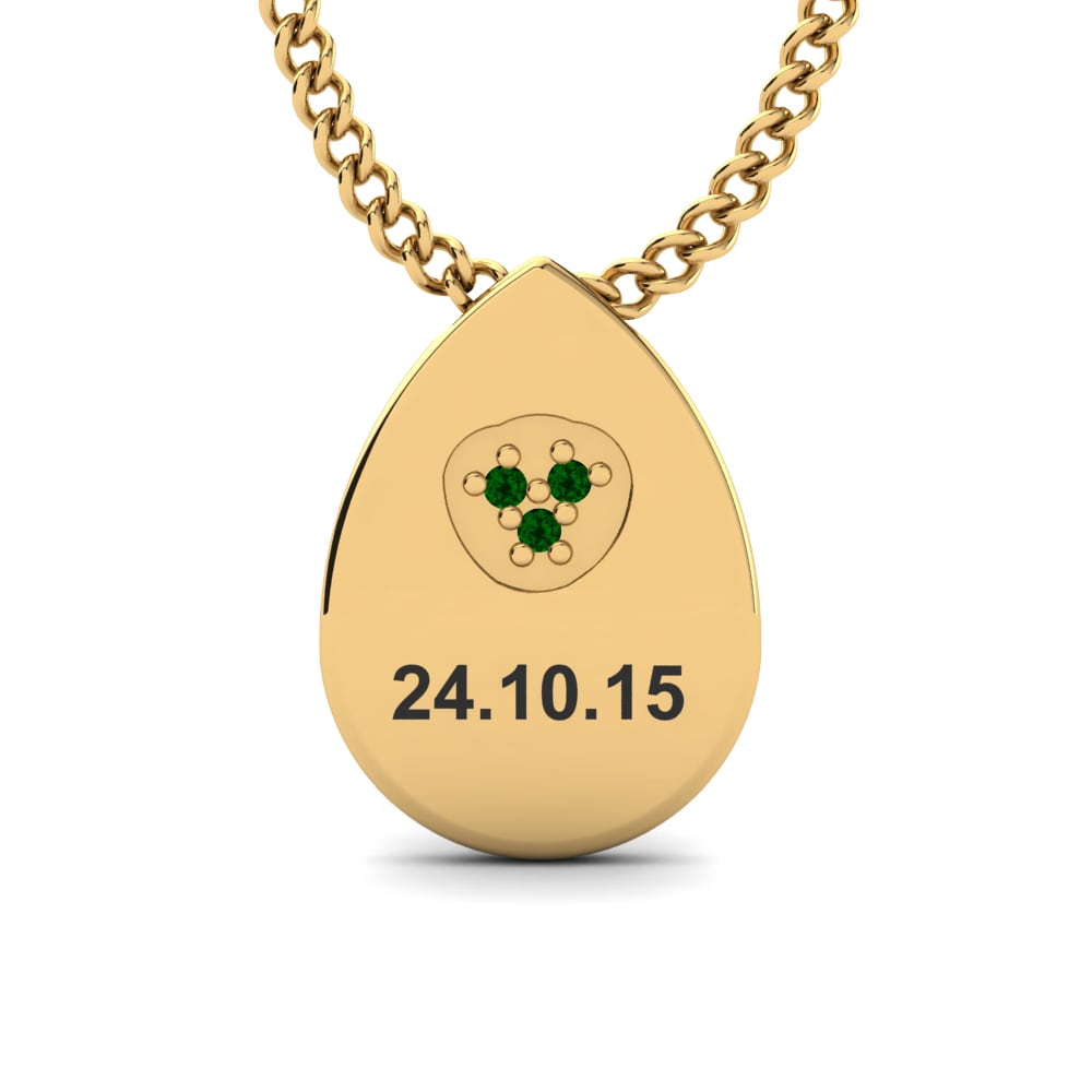 Gelbgold 585 Grüner Zirkonia Damen halskette Velia