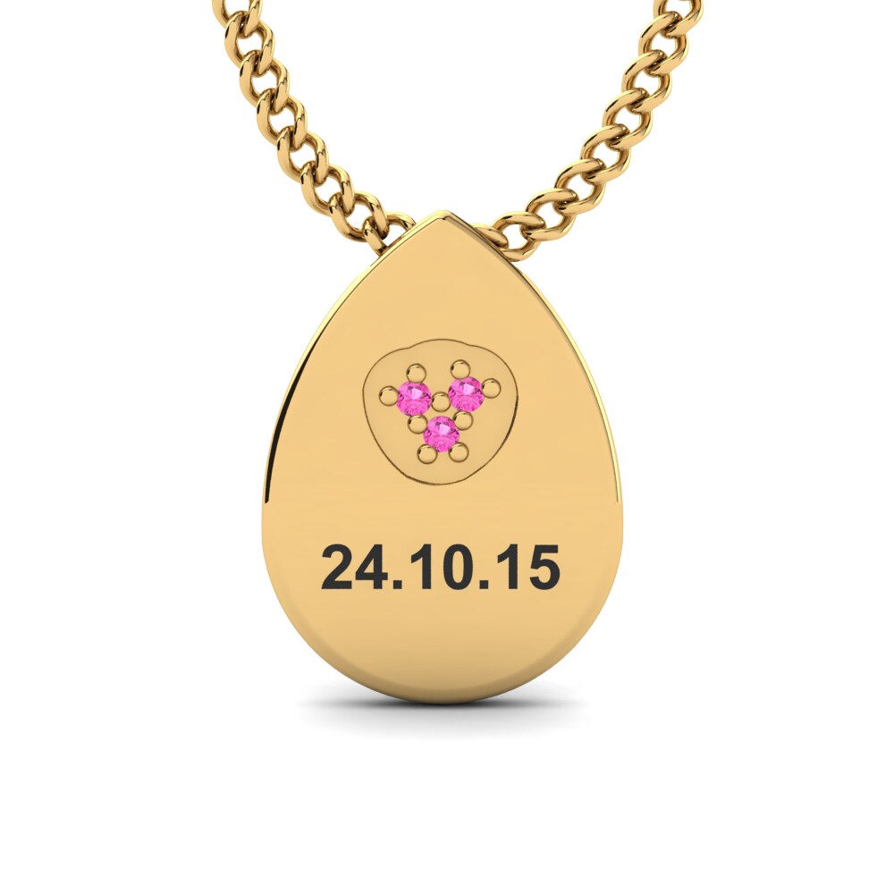 Gelbgold 585 Rosa Turmalin Damen halskette Velia