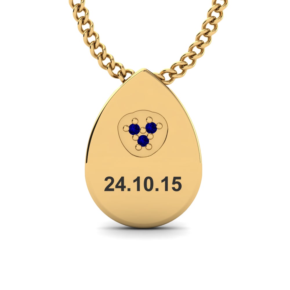 Gelbgold 585 Saphir Damen halskette Velia