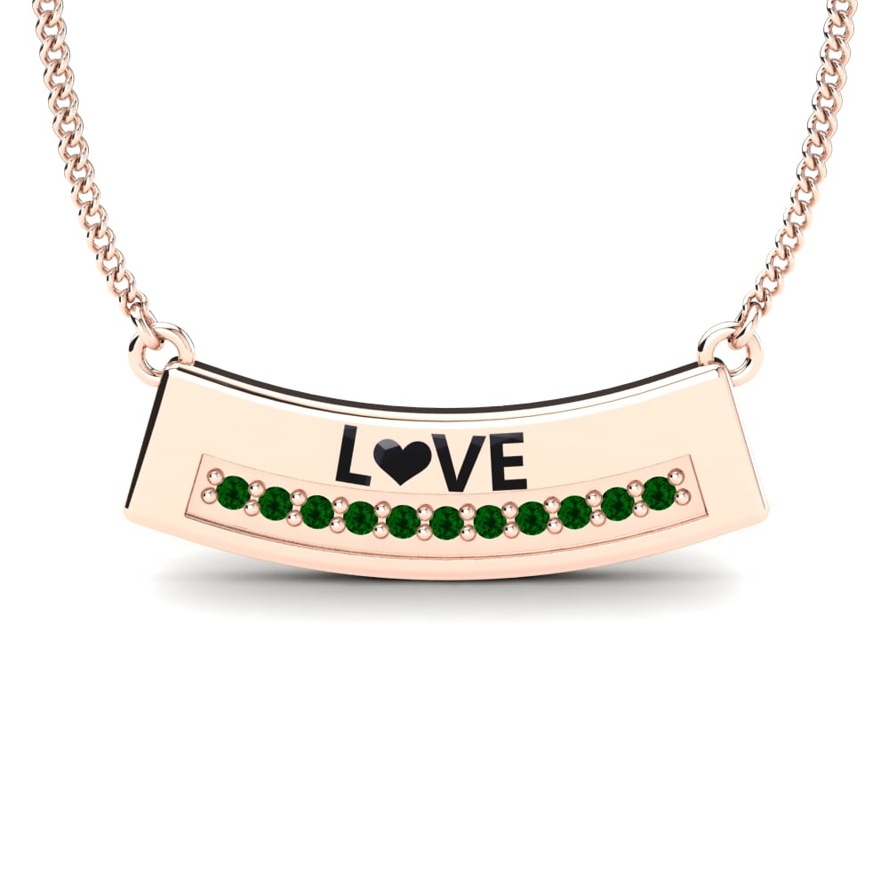 Rotgold 585 Grüner Zirkonia Damen halskette Vincenza