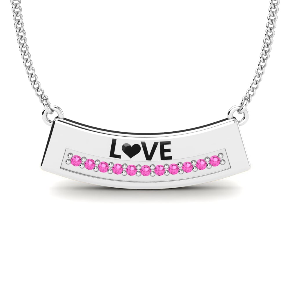 14k Oro Blanco Turmalina rosa Collar de Mujer Vincenza