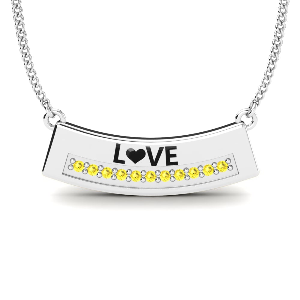 14k Oro Blanco Zafiro amarillo Collar de Mujer Vincenza