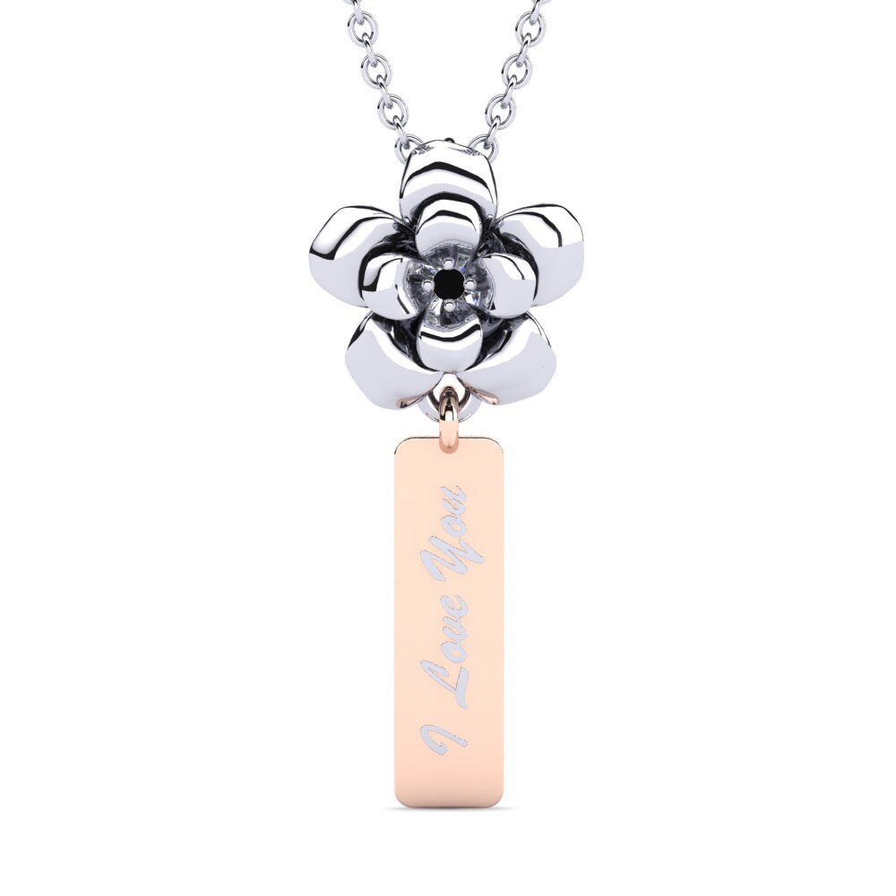 14k Oro Blanco & Rosa Zafiro negro Colgante de Mujer Yamdenal