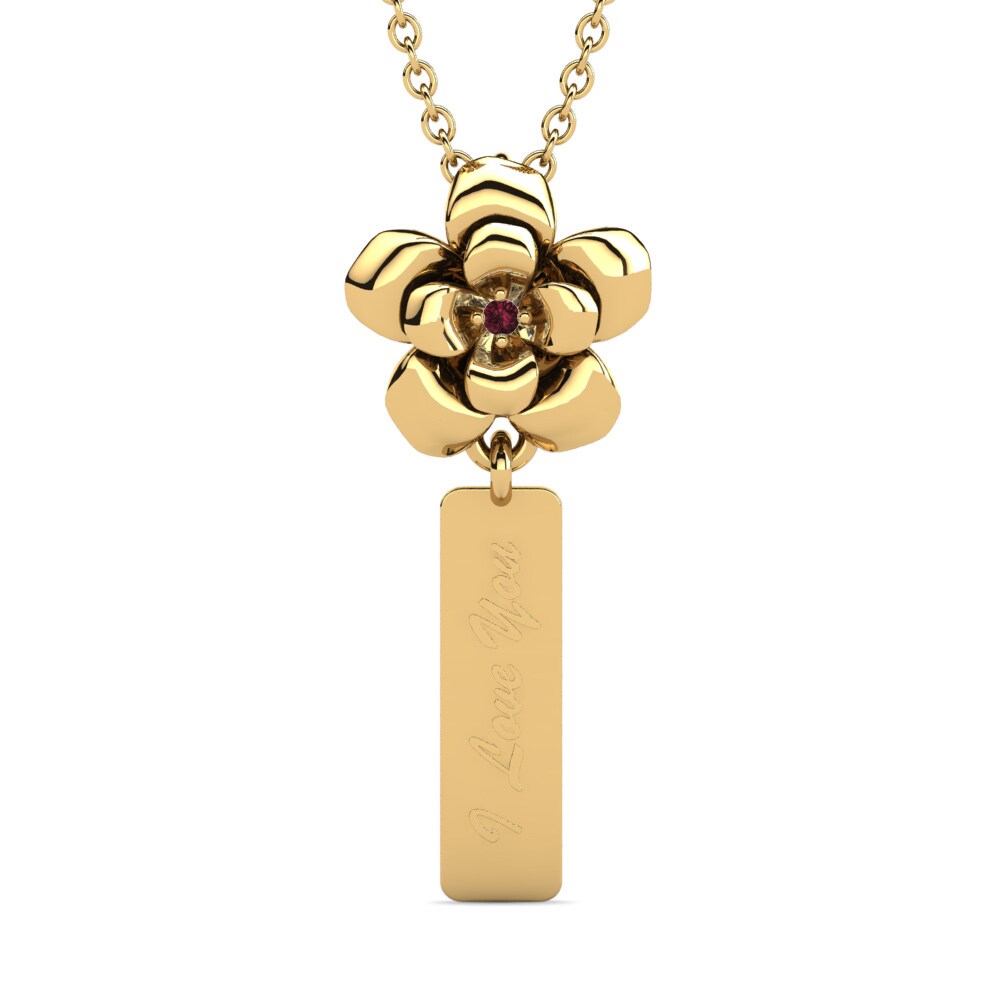 14k Oro Amarillo Granate Colgante de Mujer Yamdenal