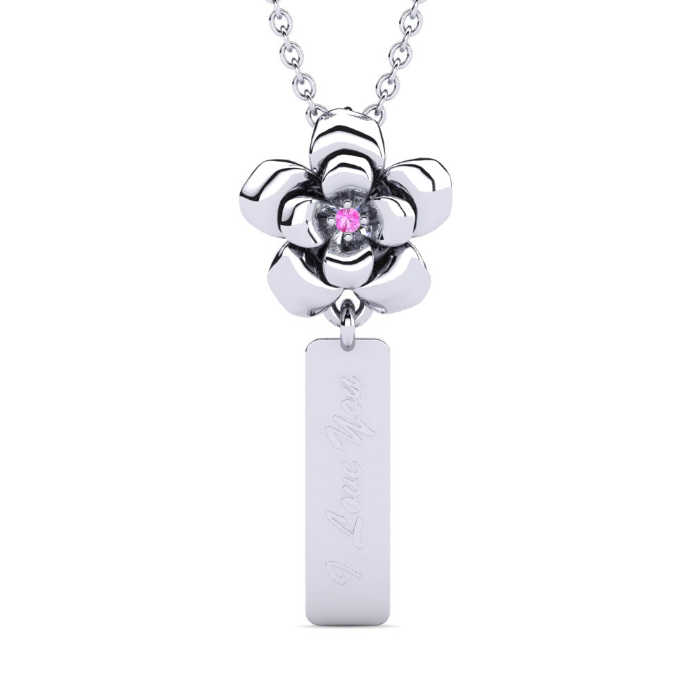 14k Oro Blanco Turmalina rosa Colgante de Mujer Yamdenal
