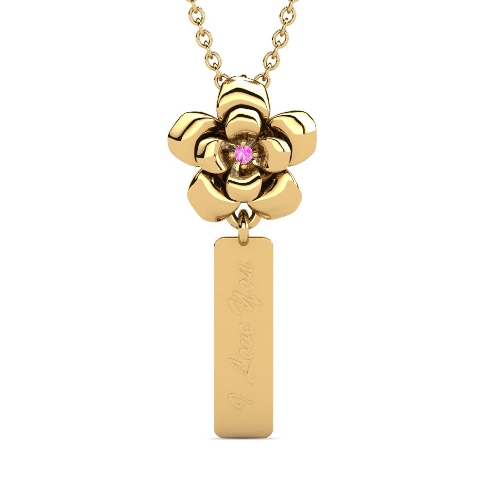 Gelbgold 585 Rosa Turmalin Damen anhänger Yamdenal