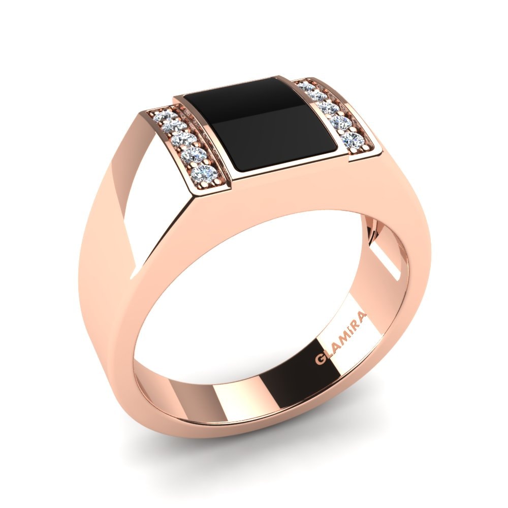 18ct Rose Gold Diamond Men's Ring Ajax