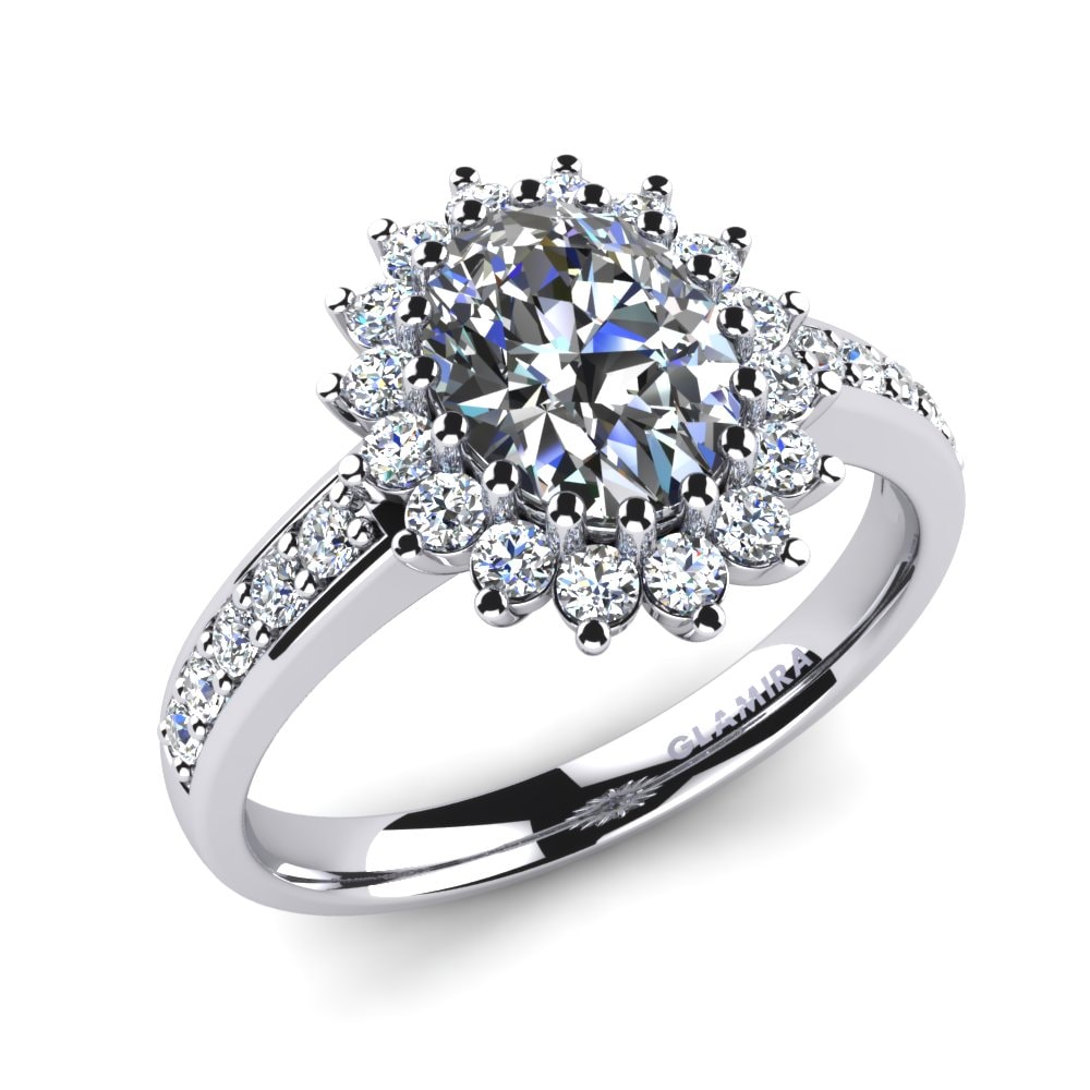 Halo Engagement Rings Lillian 925 Silver Diamond
