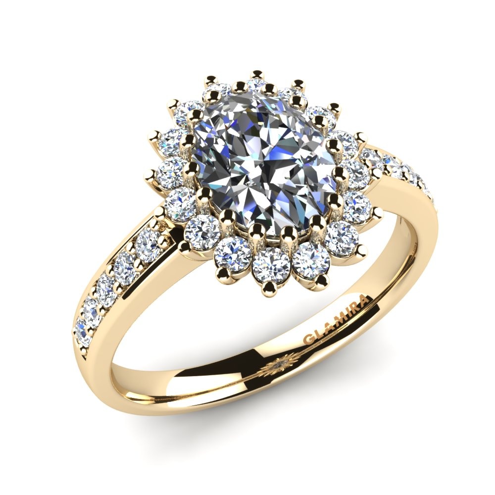 Halo Engagement Rings Lillian 585 Yellow Gold Diamond