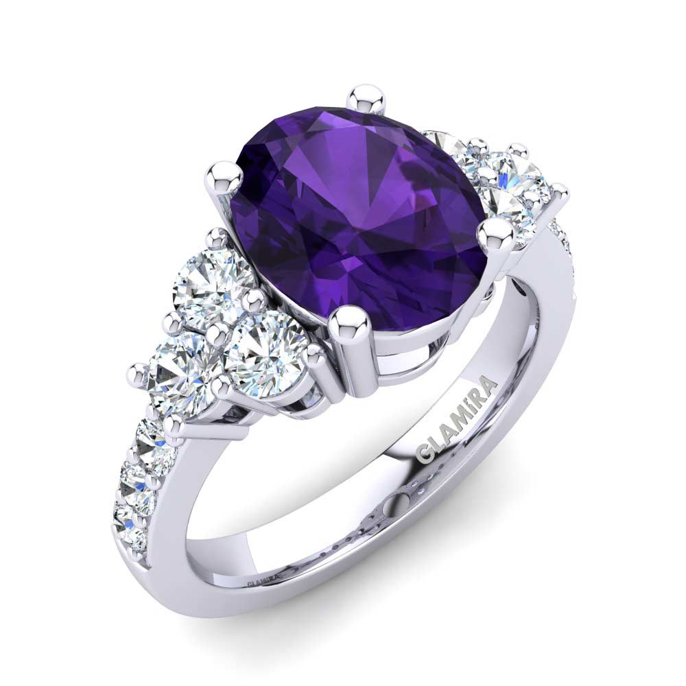 Bague Fiançailles Argent 925 - Améthyste Naturelle 6,67g Taille 6.5, Sertie Griffes, Fait Main