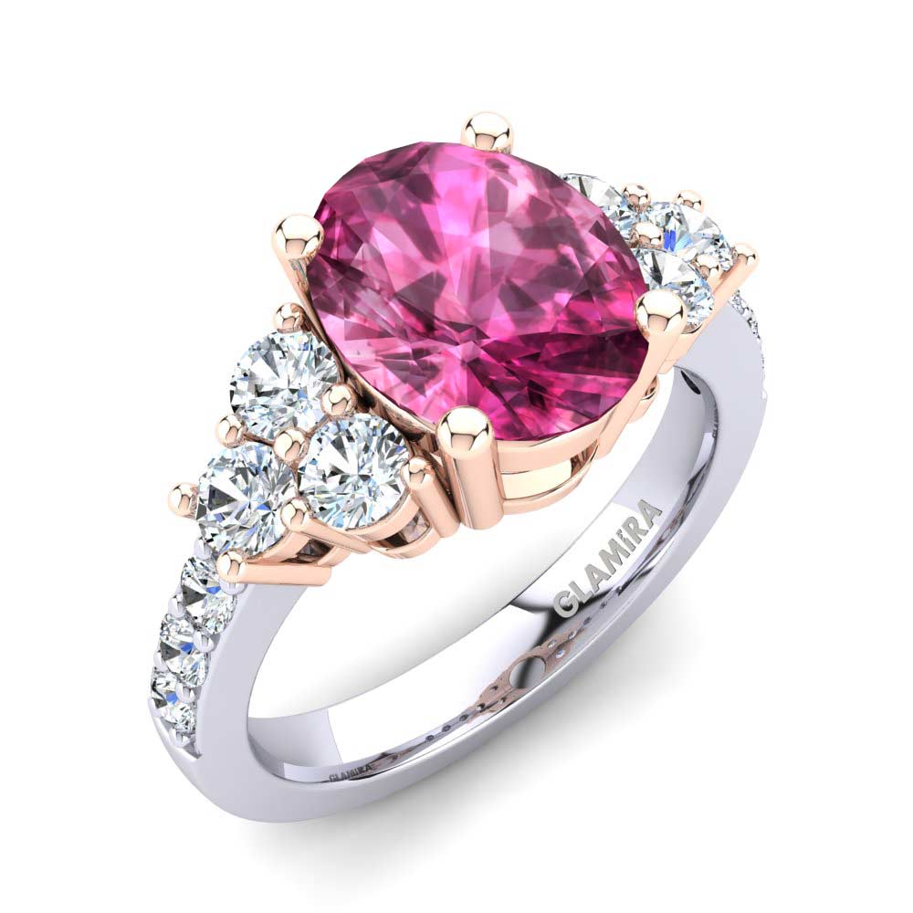 14ct White & Rose Gold Pink Tourmaline Engagement Ring Cecily